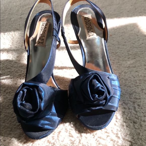 Badgley Mischka Lanah Slingback - Navy- 7 - Picture 1 of 6